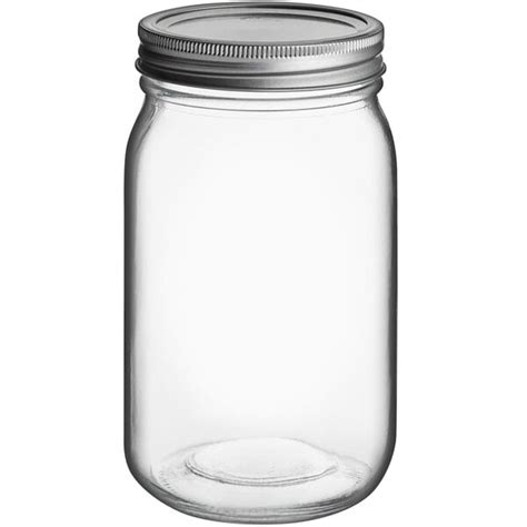 Choice 32 oz. Quart Wide Mouth Glass Canning / Mason Jar with Silver ...