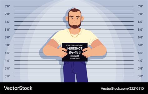 Cartoon arrested gangster mugshot Royalty Free Vector Image