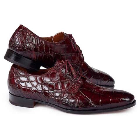 Mauri 1059 Palladio Alligator Derby Shoes Ruby Red | MensDesignerShoe.com