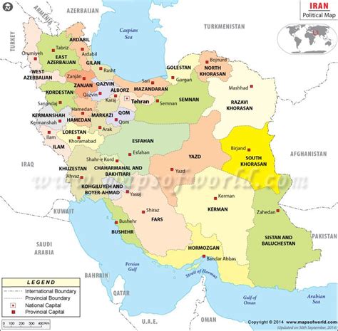 Political Map of Iran | Iran Provinces Map