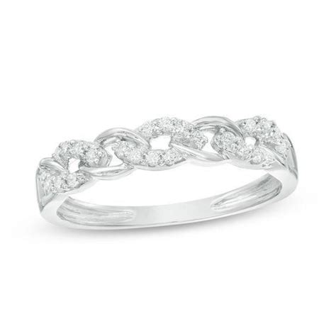 #ZALES - #Zales 1/8 CT. T.W. Diamond Link Band in 10K White Gold at Zales - AdoreWe.com | White ...