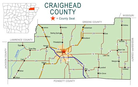 Craighead County Map - Encyclopedia of Arkansas