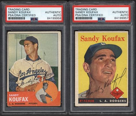 1958 & 1963 Topps Sandy Koufax Signed Cards PSA