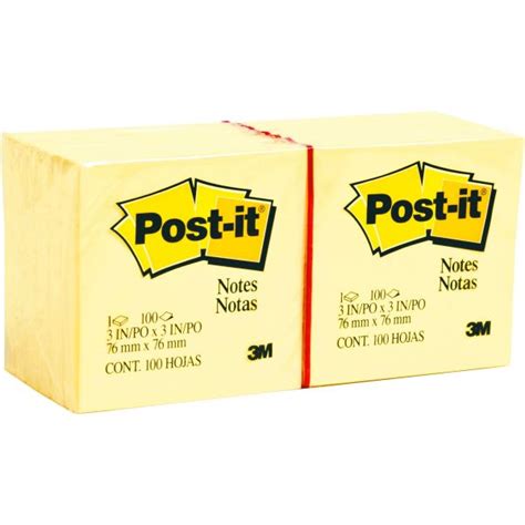 Post-it Notes, 3 in x 3 in, 12 Pads, 100 Sheets/Pad, Clean Removal, Canary Yellow | OfficeSupply.com