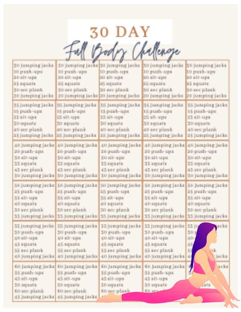 30 Days FULL BODY Workout Plan Print at Home Monthly Workout Plan US ...