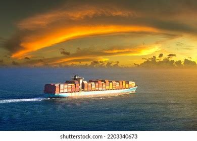 Container Cargo Ship Against Sunset Sky Stock Photo 2260751903 | Shutterstock