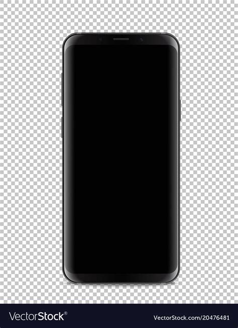 Modern black smartphone isolated on transparent Vector Image