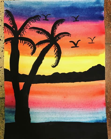 Coconut Tree Sunset | Caribbean art, Sunset art, Tree art