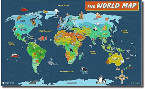 The world maps for kids wall poster large laminated (18x30) Young And Refined - Walmart.com