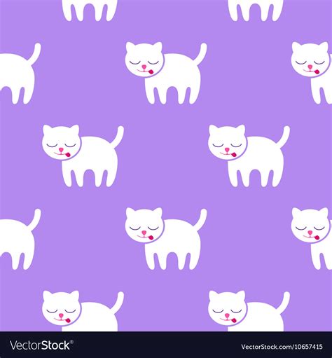 Seamless pattern kitten on a purple background Vector Image