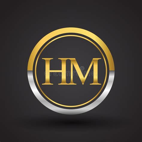 HM Letter Logo in a Circle, Gold and Silver Colored. Vector Design Template Elements for Your ...