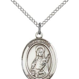 St Lucy Medal - Sterling Silver - Large, Engravable - Catholic Saint Medals