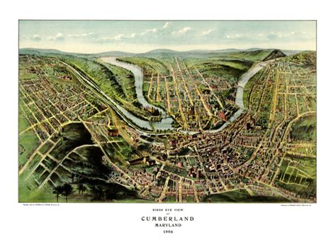 Beautifully restored map of Cumberland, Maryland from 1906 - KNOWOL