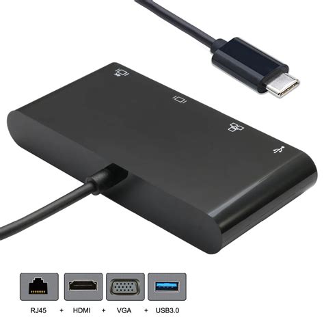 USB C Type C to VGA HDMI Ethernet OTG 4 Ports HUB Docking Multiport ...