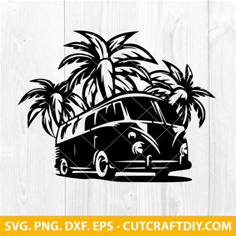 Hippie Beach Van SVG | Beach SVG | VW and Palm Trees SVG