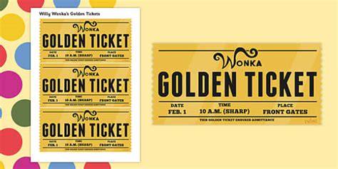 FREE! - Willy Wonka Golden Ticket Template - Printable | Role Play