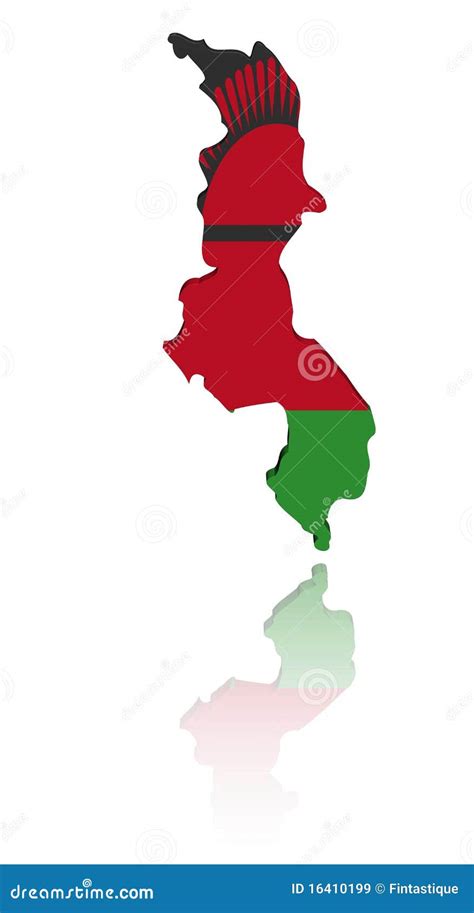 Malawi Map Flag With Reflection Royalty Free Stock Images - Image: 16410199