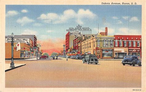 Huron South Dakota Dakota Avenue Linen Antique Postcard (J22215) - Mary L. Martin Ltd. Postcards