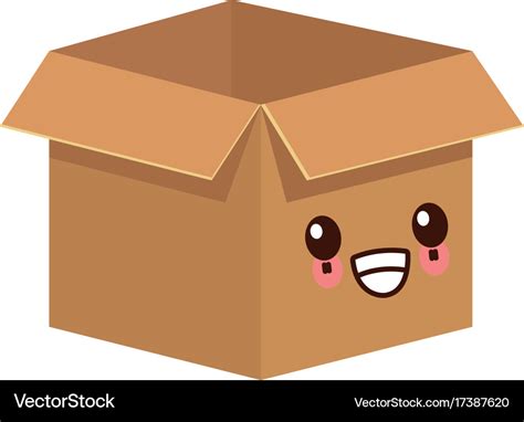 Cardboard box isolated kawaii cartoon Royalty Free Vector