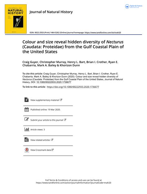 (PDF) Colour and size reveal hidden diversity of Necturus (Caudata: Proteidae) from the Gulf ...