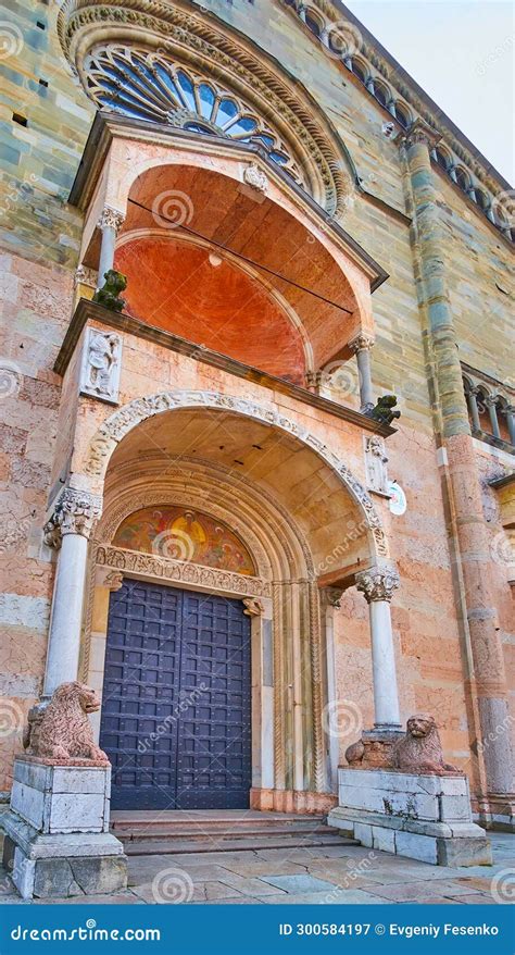 The Main Gate of Piacenza Cathedral, Italy Stock Image - Image of ...