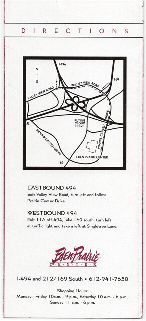 Rare 1994 Eden Prairie Center Mall Map & Directory, Featured in ...