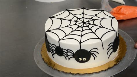 How to Decorate a Halloween Cake With Spider Web - YouTube