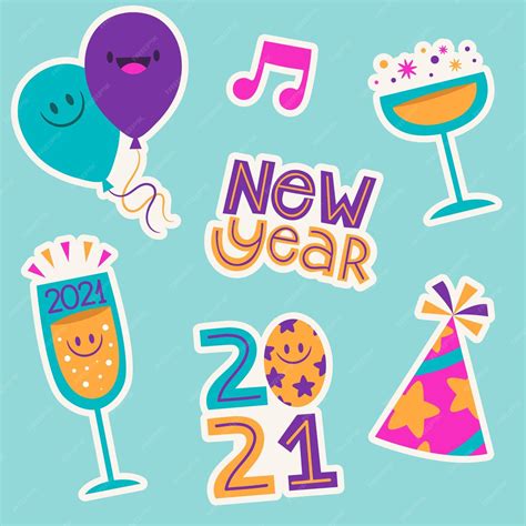 Free Vector | Flat design new year stickers