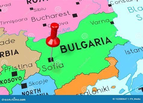 Bulgaria, Sofia - Capital City, Pinned on Political Map Stock ...