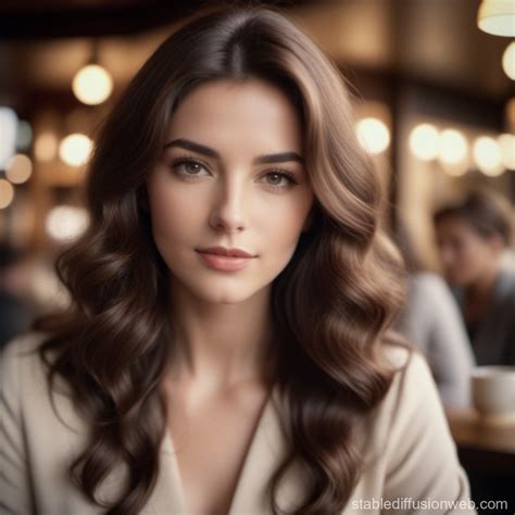 Brunette Woman in Coffee Shop Masterpiece | Stable Diffusion Online