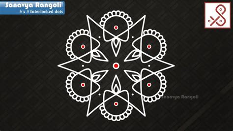 Simple and beautiful deppam kolam 5 x 3 dots diwali special kolam chukka muggu melikala muggu ...