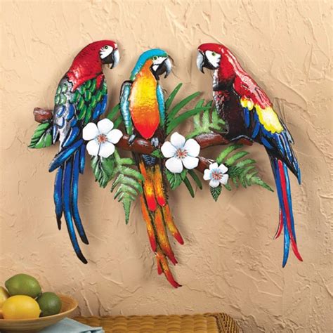 NEW Tropical Paradise Island Birds Macaw Parrot Wall Art Sculpture 23" x 20" | eBay