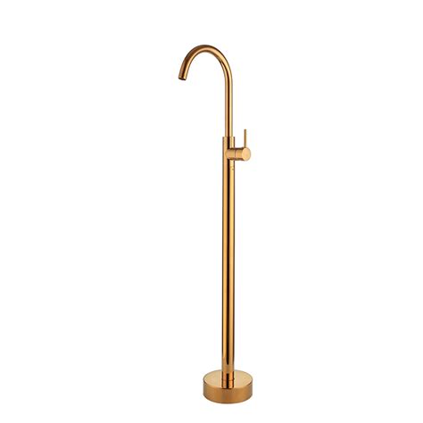 Freestanding Bath Filler Single Handle Tub Faucet Gold Plated