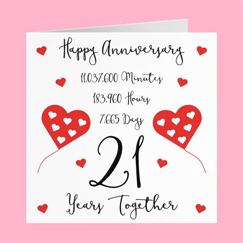 21st Wedding Anniversary Card 21 Years Together Happy | Etsy