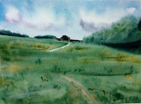 Watercolor Abstract landscape Original painting Natural | Etsy