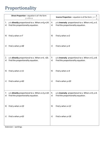 Proportionality - worksheet & examples | Teaching Resources