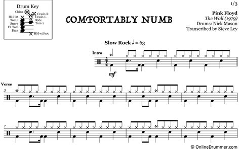 Comfortably Numb - Pink Floyd - Drum Sheet Music | OnlineDrummer.com