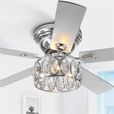 Sky Hog Hugger 52 in. Indoor Chrome Ceiling Fan with Crystal Light Kit and Remote Control ...