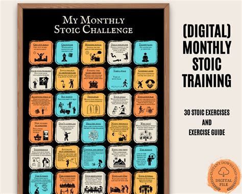 Stoicism Exercises Monthly Challenges Poster 30 Daily Stoic - Etsy