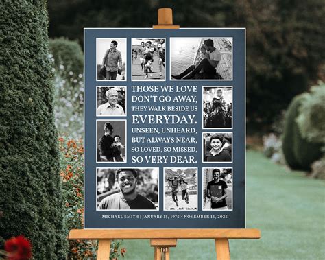 Funeral Poster Welcome Sign Display, Those We Love Don't Go Away, Photo Collage for Guestbook ...