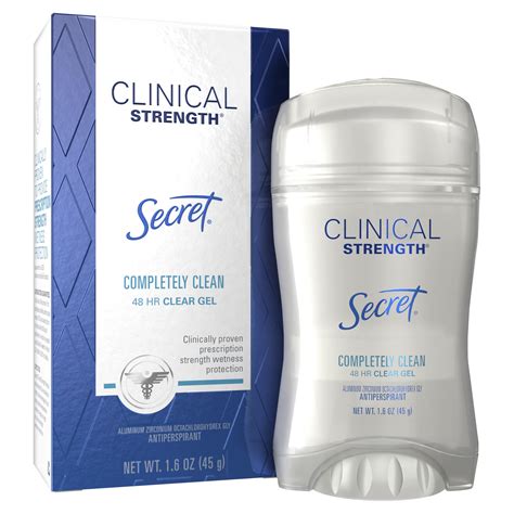 Secret Clinical Strength Antiperspirant Deodorant Clear Gel Completely Clean 1.6 oz - Walmart ...