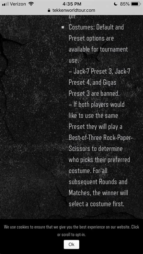 Official tournament rules rules regarding costume presets. : r/Tekken