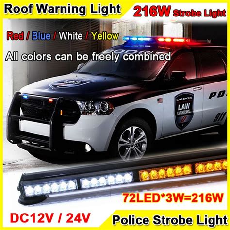 216W Super Bright Car Roof Led Strobe Lights Bar Police Emergency Warning Fireman Flash 12V 37.5 ...