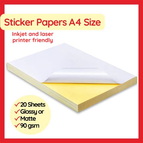 Sticker Paper for Inkjet and Laser Printer Friendly - 20 Sheets | Lazada PH