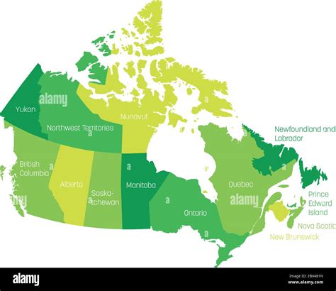 Map of Canada divided into 10 provinces and 3 territories ...