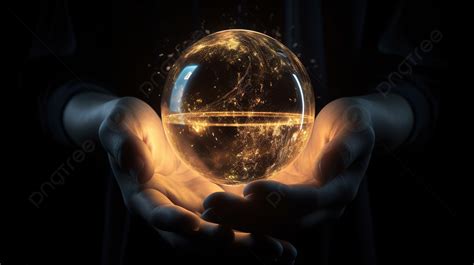 Man Is Holding A Glowing Crystal Ball Background, 3d Rendering Hand Holding Illuminated Magic ...