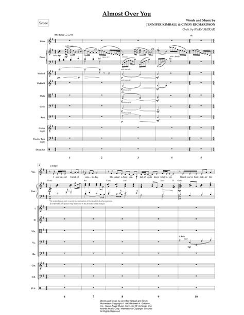 Almost Over You (arr. Ryan Shirar) by Sheena Easton Sheet Music for String Ensemble at Sheet ...