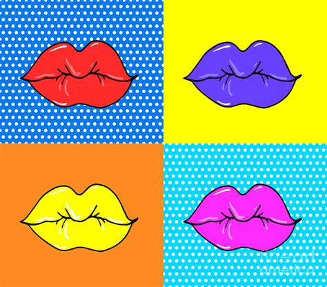 Pop Art Lips Warhol Style Poster Dot Digital Art by Oksanka007