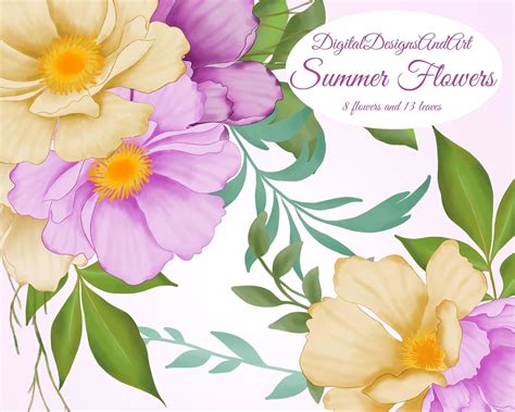 Summer flowers clipart By DigitalDesignsAndArt | TheHungryJPEG