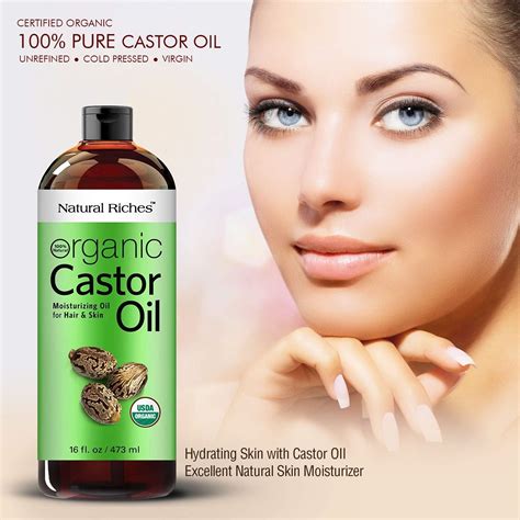 Organic Castor Oil Cold pressed USDA certified for Dry Skin Hair Loss Dandruff Thicker Hair ...